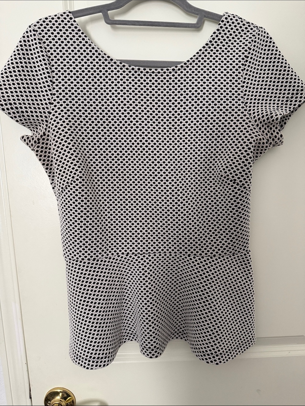 Banana Republic Black and White Dot Peplum Top